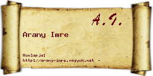 Arany Imre névjegykártya